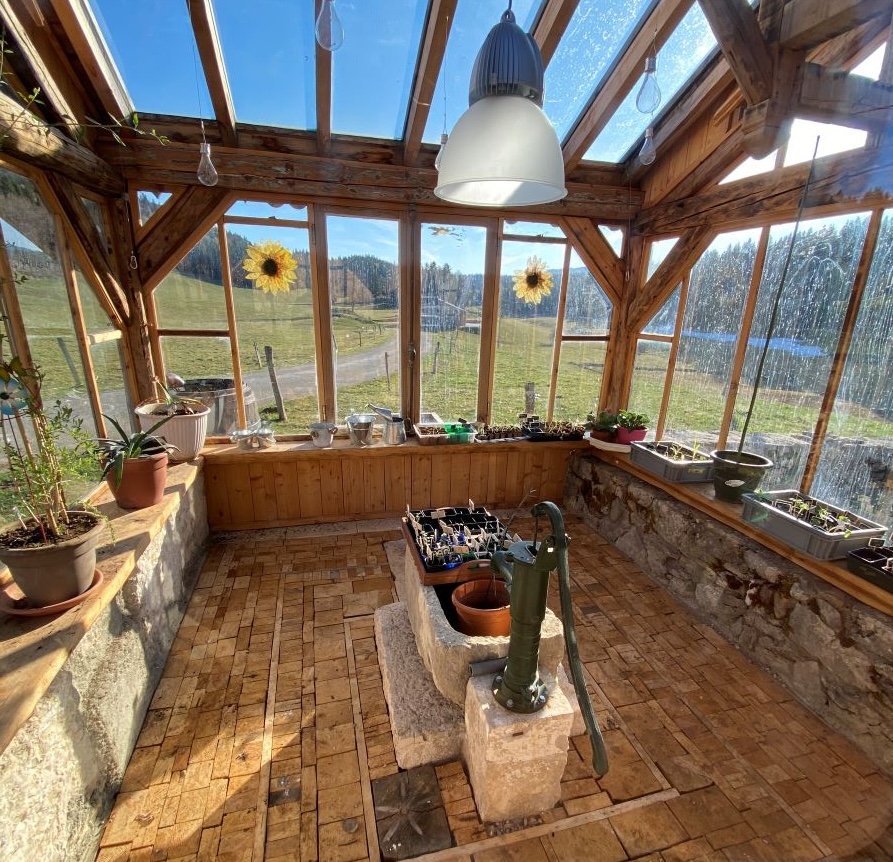 Détail 2 — intérieur ouvert sur la prairie